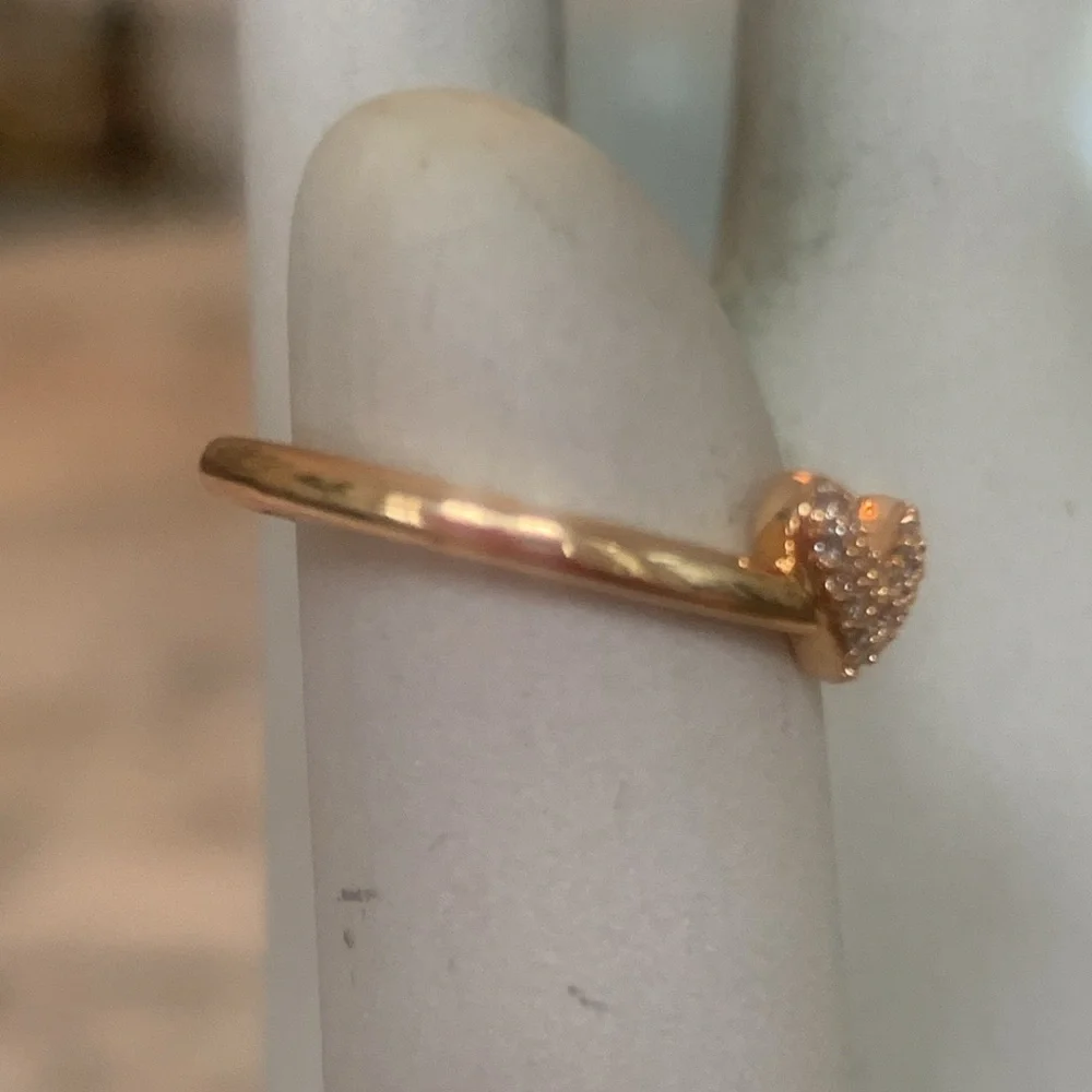 NEW HIGH END Rose Gold Plated Heart Ring Faux Diamonds Size 7.5 (#10)